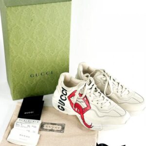 Gucc.i Rhyton Leather Sneakers with Lip Print