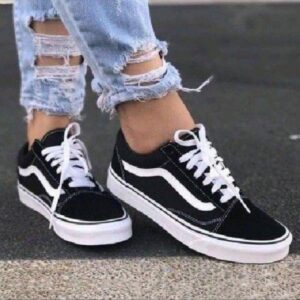 Vans Old Skool Black White for Girls 7A Premium Sneakers(D-1173)