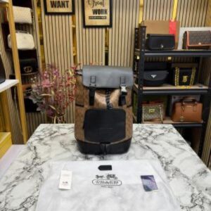 Coac_h Signature Canvas Flap Backpack With Dust Bag (Apricot)